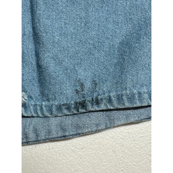 Tri-Mountain Top Womens XL Blue Button Up Tunic Denim Cat Lady Artsy 100% Cotton - Picture 10 of 12